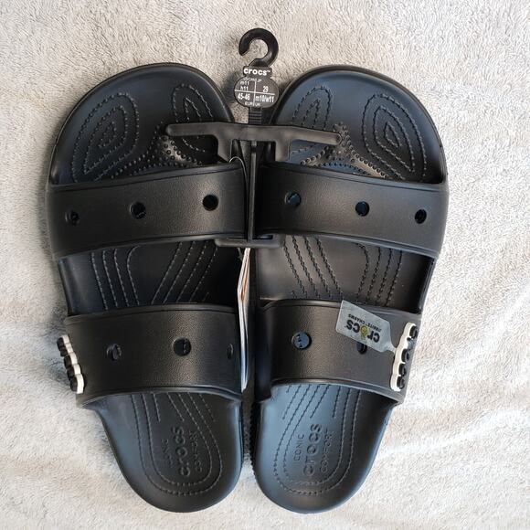 Crocs Sandals Mens 11 Black Classic Comfort Slides Summercore Coastalcore - Picture 2 of 7